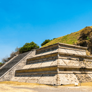 Lateral view of the Pyramid of Cholula Puebla