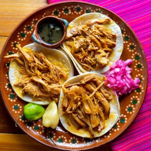 Typical Cochinita Pibil Tacos Dish in Yucatan.