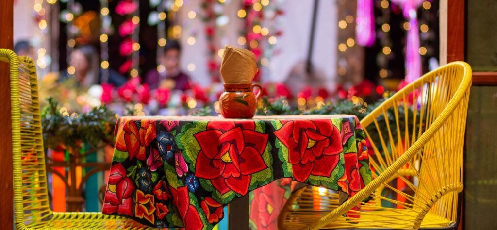 Typical Mexican restauran in a festive look