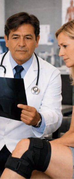 Mexican Private Orthopedist explaining xray to digital nomad patient